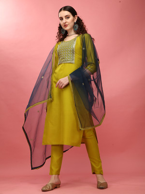 Tasrika Embroidered Kurta, Trouser/Pant & Dupatta Set