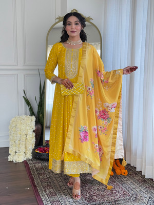 PAYA FAISHION Embroidered Kurta, Trouser/Pant & Dupatta Set