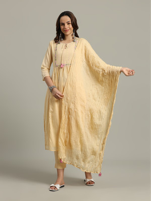 Meena Bazaar Embroidered Kurta, Salwar & Dupatta Set