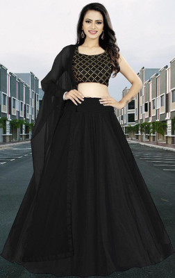 BIPIN ENTERPRISE Embroidered Semi Stitched Lehenga Choli(Black)