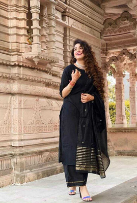 CreationRajvi Self Design Kurta, Palazzo & Dupatta Set