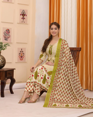 ANNU PARIDHAN Printed Kurta, Palazzo & Dupatta Set