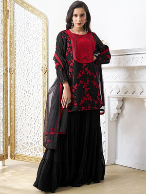 Tryambakam Embroidered Kurta, Sharara & Dupatta Set