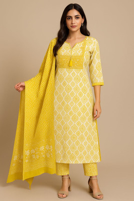 SheenEthnics Printed Kurta, Trouser/Pant & Dupatta Set