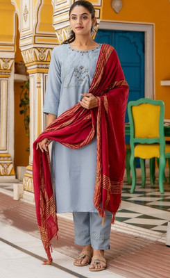 Anayara Embroidered Kurta, Trouser/Pant & Dupatta Set
