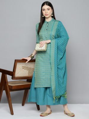 Jompers Woven Kurta, Palazzo & Dupatta Set