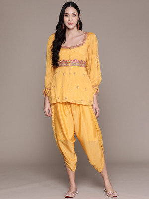 aarke Ritu Kumar Embroidered Kurta, Dhoti Pant & Dupatta Set