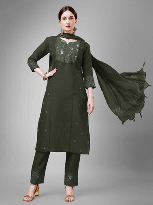 CreationRajvi Embroidered Kurta, Trouser/Pant & Dupatta Set