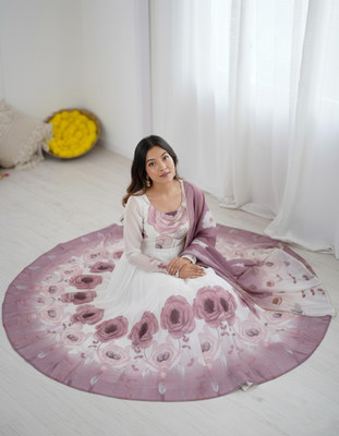 TRANDTIDE Printed Anarkali Kurta, Bottom & Dupatta Set