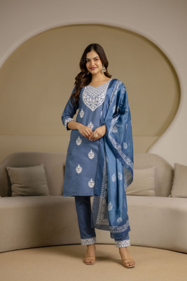 BHARDVAJ K FAB Embroidered Kurta, Salwar & Dupatta Set
