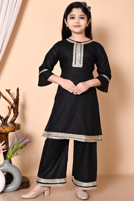 Tkameez Embroidered Kurta, Palazzo & Dupatta Set