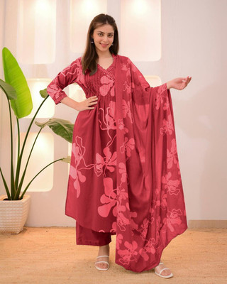 BNA BNAYA Embroidered, Floral Print Kurta, Trouser/Pant & Dupatta Set