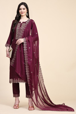 Trendmalls Embroidered Kurta, Trouser/Pant & Dupatta Set