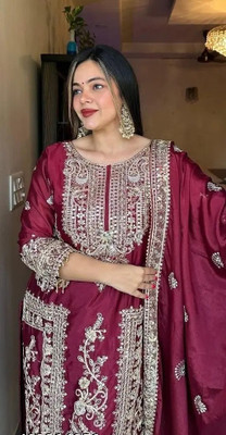 TILKI Embroidered Kurta, Palazzo & Dupatta Set