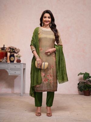 MADHAV WEAVES Embroidered Kurta, Trouser/Pant & Dupatta Set