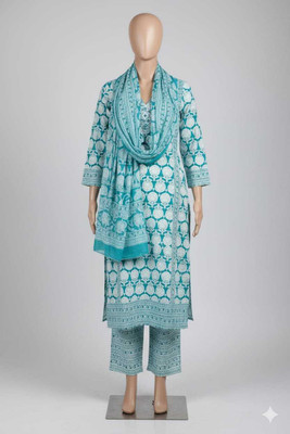 Arishafabric Embroidered, Printed Kurta, Palazzo & Dupatta Set