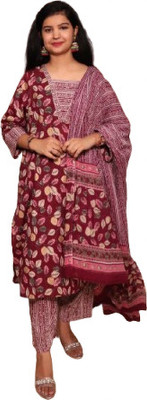 R FASHION Floral Print Kurta, Churidar & Dupatta Set