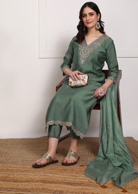 New Ethnic 4 You Embroidered Kurta, Salwar & Dupatta Set