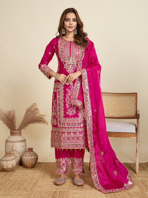 AMALAK Embroidered, Embellished Kurta, Trouser/Pant & Dupatta Set