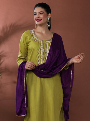 Jaipur Kurti Embroidered Kurta, Trouser/Pant & Dupatta Set