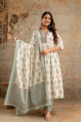 krisha creation Printed Anarkali Kurta, Bottom & Dupatta Set