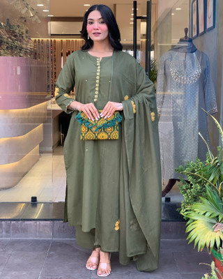 Clothyvia Embroidered Kurta, Trouser/Pant & Dupatta Set