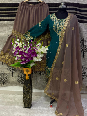 trihora Embroidered Kurta, Trouser/Pant & Dupatta Set