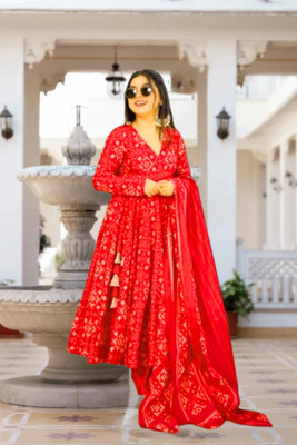 ANSAYA Self Design Anarkali Kurta, Bottom & Dupatta Set