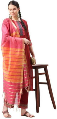 AnAdhTex Self Design Kurta, Palazzo & Dupatta Set