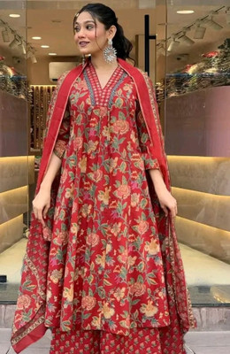 Claria Creation Printed Kurta, Palazzo & Dupatta Set