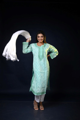 MALKIAT Embroidered Kurta, Trouser/Pant & Dupatta Set