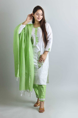 Sunbright Embroidered Kurta, Salwar & Dupatta Set