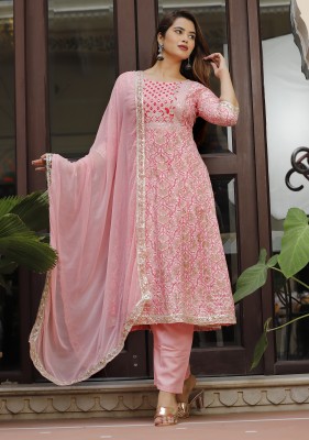 SHALIG Embroidered Anarkali Kurta, Bottom & Dupatta Set