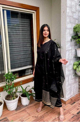 KPHOUSE Self Design Kurta, Palazzo & Dupatta Set