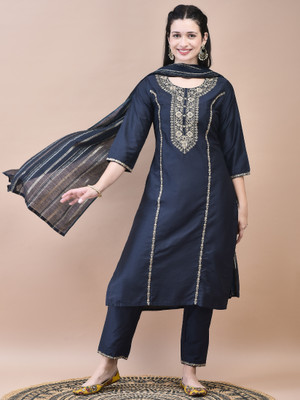SHREE - SHE IS SPECIAL Solid Kurta, Trouser/Pant & Dupatta Set