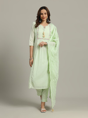 Meena Bazaar Embroidered Kurta, Salwar & Dupatta Set