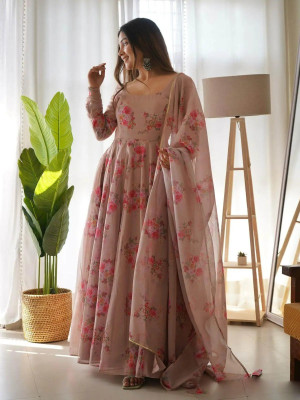 GRISHU COLLECTION Floral Print Anarkali Kurta, Bottom & Dupatta Set