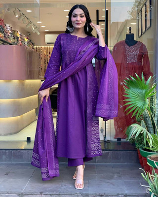 Krisio Embroidered Kurta, Trouser/Pant & Dupatta Set