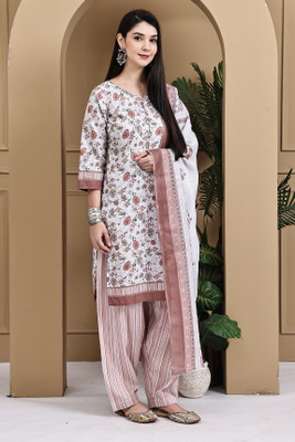 VihaanExim Printed Kurta, Patiala & Dupatta Set