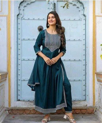 MISS CLOTHING Embroidered Kurta, Trouser/Pant & Dupatta Set
