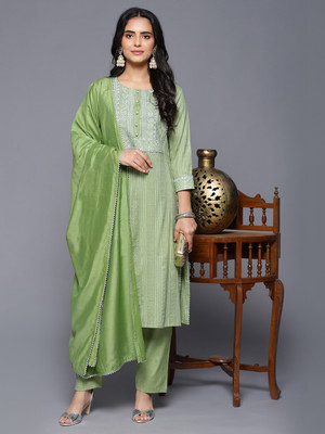 TrueStride Embellished Kurta, Trouser/Pant & Dupatta Set
