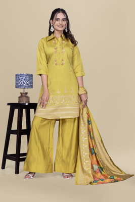 FASHNETIC Self Design Kurta, Palazzo & Dupatta Set