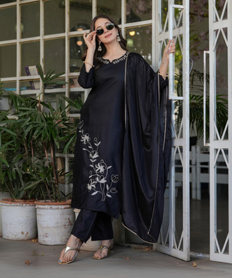 KYADA FAB Embroidered Anarkali Kurta, Bottom & Dupatta Set