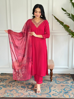 SwirlStyle Embroidered Kurta, Salwar & Dupatta Set