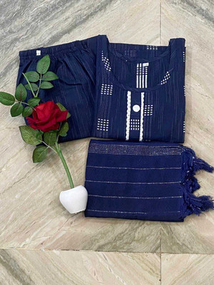 J S CREATION Striped, Woven, Self Design, Solid Kurta, Trouser/Pant & Dupatta Set