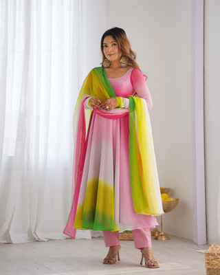 LOKITA WORLD Solid Anarkali Kurta, Bottom & Dupatta Set