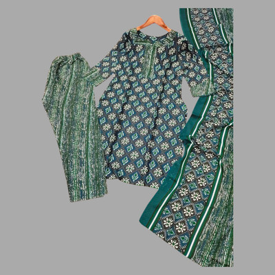 YashioG Fashion Printed Kurta, Churidar & Dupatta Set
