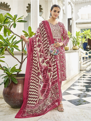 GNCREATION Printed Kurta, Trouser/Pant & Dupatta Set