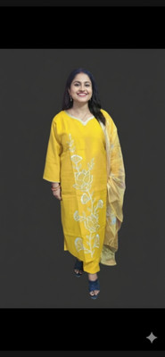 Radhya fashion Solid Kurta, Trouser/Pant & Dupatta Set