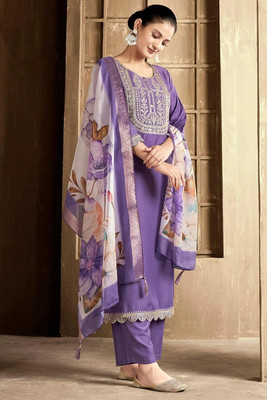 GJFIIVE Embroidered Kurta, Trouser/Pant & Dupatta Set